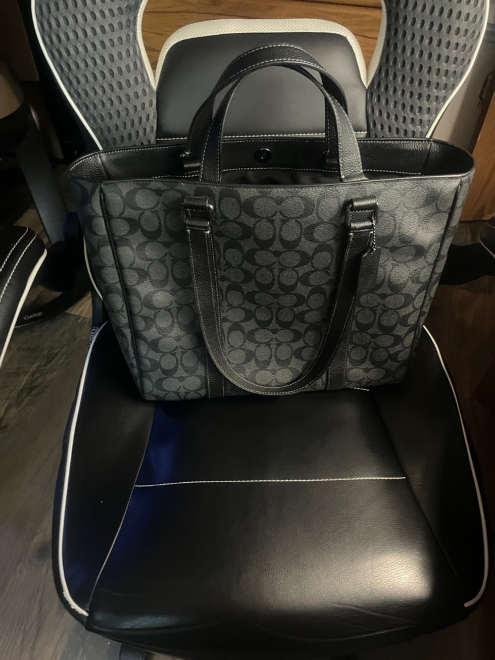 Coach Black Signature Canvas Hudson tote